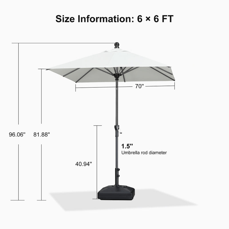 PURPLE LEAF Crank and Tilt Square Patio Table Umbrella with Base for Garden Porch