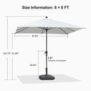 PURPLE LEAF Crank and Tilt Square Patio Table Umbrella with Base for Garden Porch
