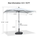 PURPLE LEAF Crank and Tilt Rectangular Outdoor Patio Market Umbrella with Base