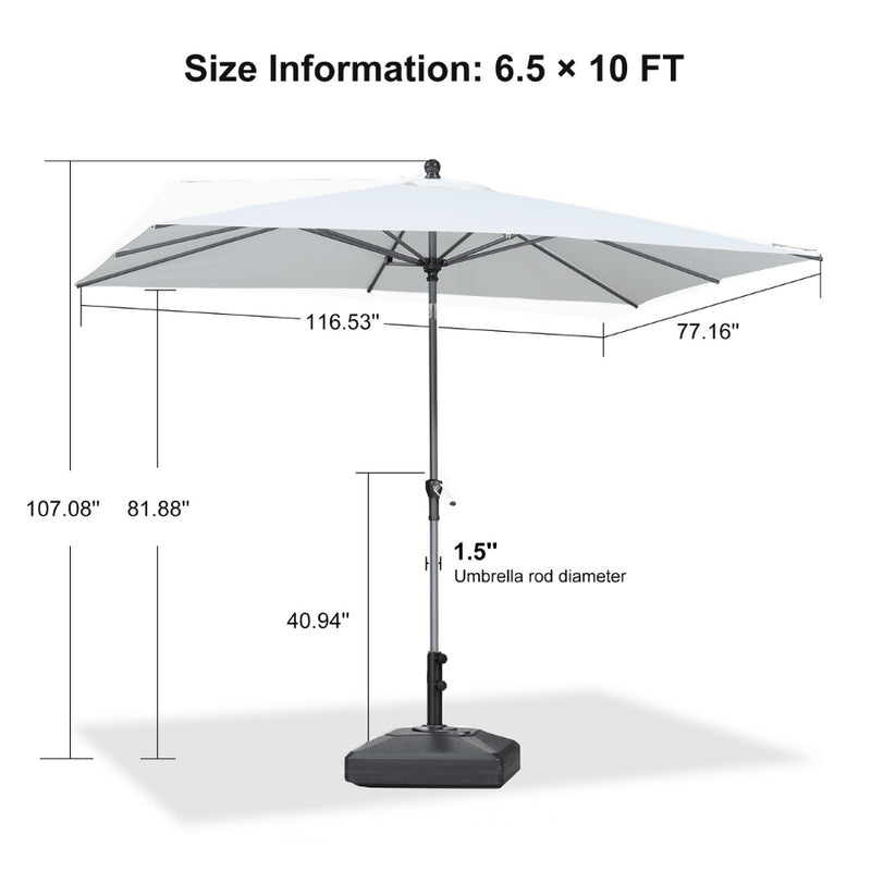 PURPLE LEAF Crank and Tilt Rectangular Outdoor Patio Market Umbrella with Base