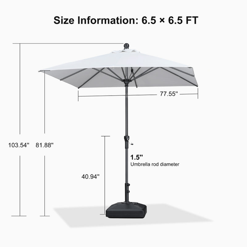 PURPLE LEAF Crank and Tilt Rectangular Outdoor Patio Market Umbrella with Base