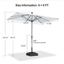 PURPLE LEAF Crank and Tilt Rectangular Outdoor Patio Market Umbrella with Base