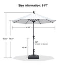 PURPLE LEAF Round Tilting Patio Umbrella with Base, Milan Porch Table Umbrella