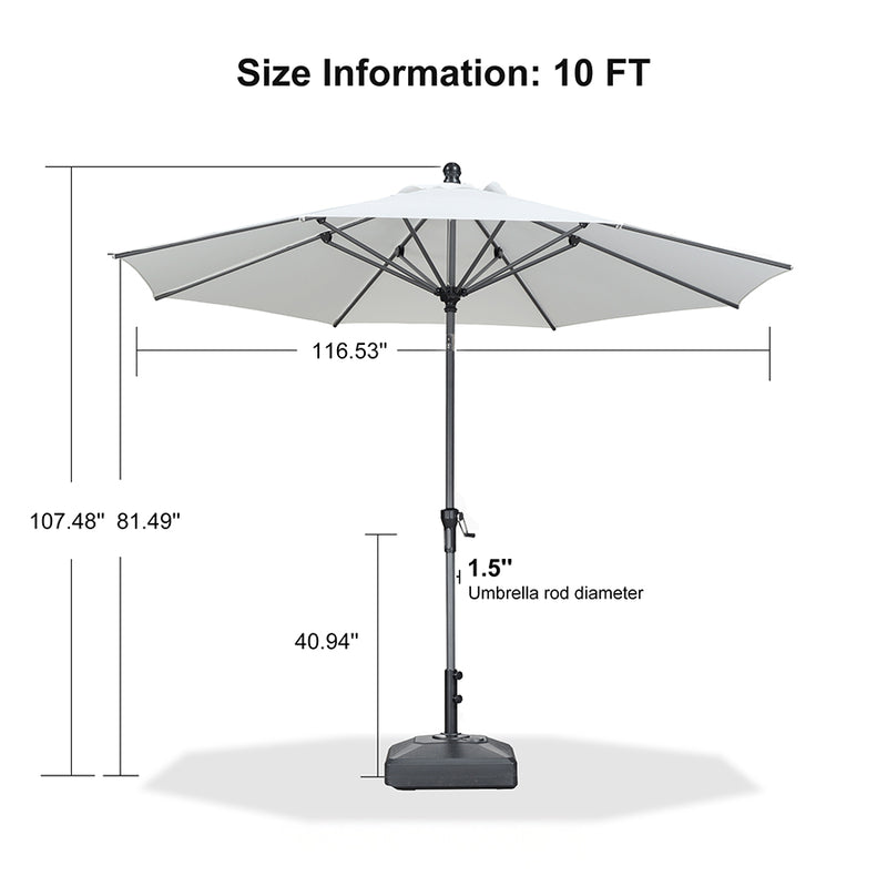 PURPLE LEAF Crank and Tilt Rectangular Outdoor Patio Market Umbrella with Base
