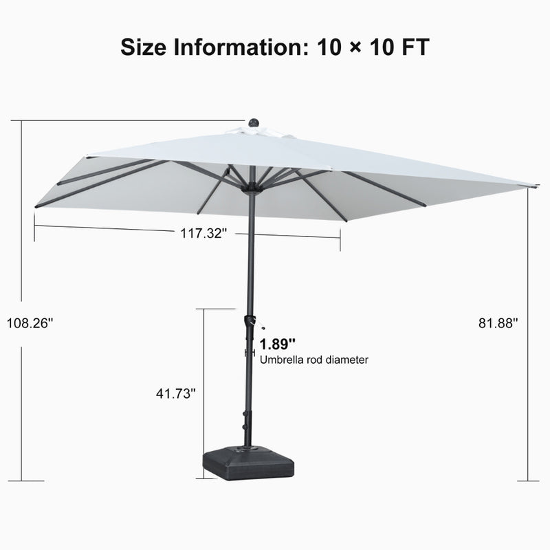 PURPLE LEAF Aluminum Patio Table Umbrella Heavy Duty Market Umbrella with Base