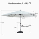 PURPLE LEAF Aluminum Patio Table Umbrella Heavy Duty Market Umbrella with Base