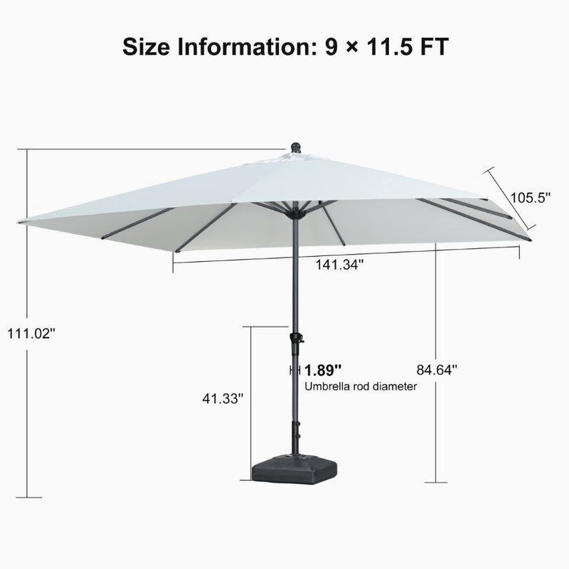 PURPLE LEAF Aluminum Patio Table Umbrella Heavy Duty Market Umbrella with Base