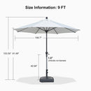 PURPLE LEAF Round Tilting Patio Umbrella with Base, Milan Porch Table Umbrella