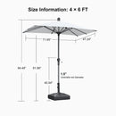 PURPLE LEAF Crank and Tilt Rectangular Outdoor Patio Market Umbrella with Base