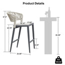 PURPLE LEAF Counter Height Bar Stool Set of 2 Outdoor Stool Chair with Footrest Patio Bar Height Stools Rattan Barstools for Outdoor or Indoor