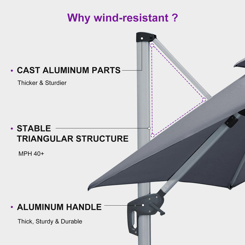 PURPLE LEAF Premium Patio Umbrella Classic SUNBRELLA Cantilever Umbrellas