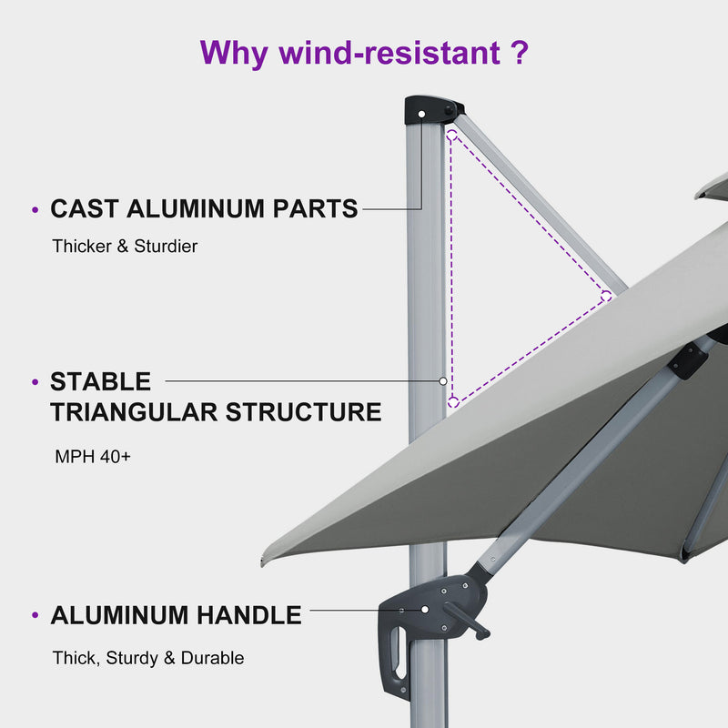 PURPLE LEAF Premium Patio Umbrella Classic SUNBRELLA Cantilever Umbrellas