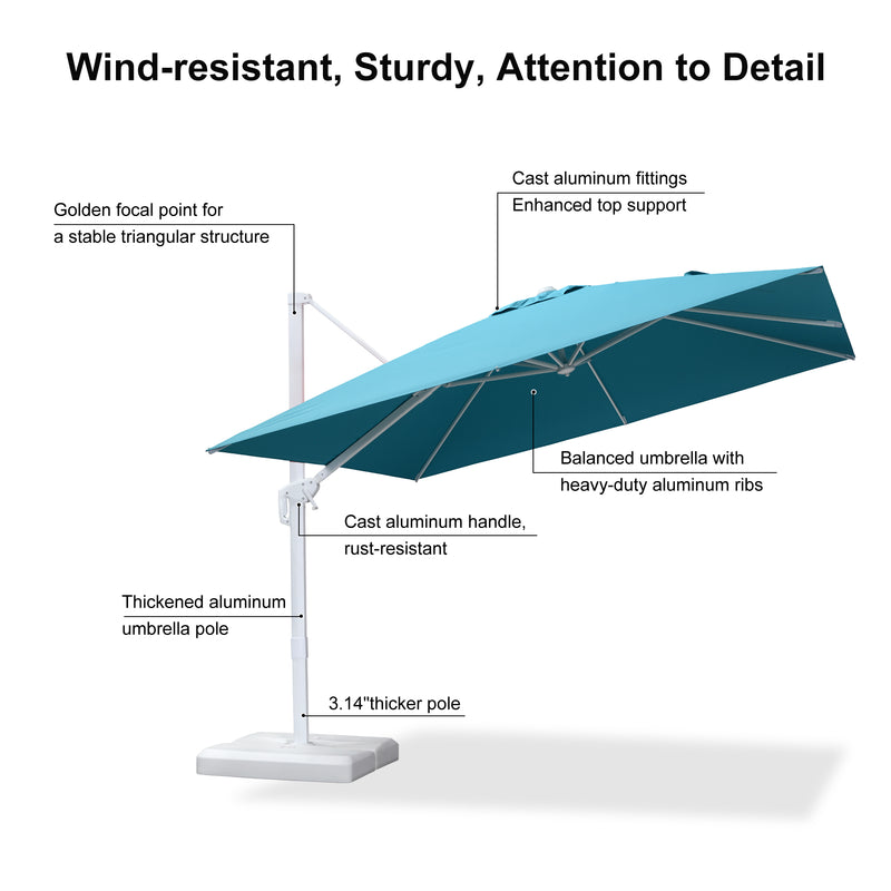 PURPLE LEAF Outdoor Patio Umbrella with Base, Best White Cantilever Umbrellas