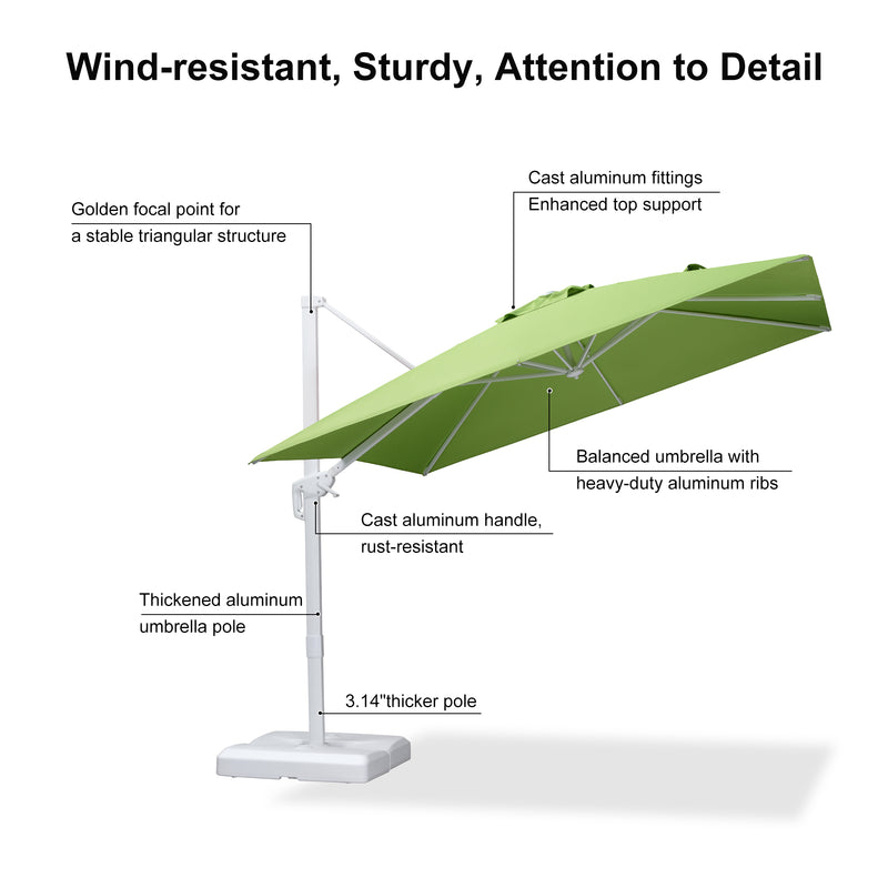 PURPLE LEAF Outdoor Patio Umbrella with Base, Best White Cantilever Umbrellas