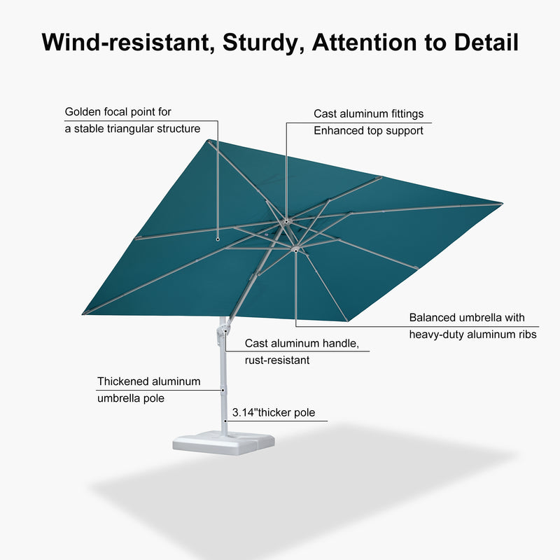 PURPLE LEAF Outdoor Patio Umbrella with Base, Best White Cantilever Umbrellas