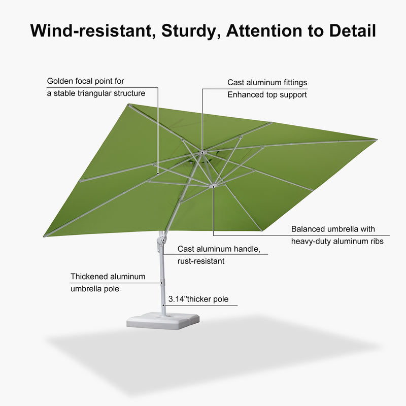 PURPLE LEAF Outdoor Patio Umbrella with Base, Best White Cantilever Umbrellas