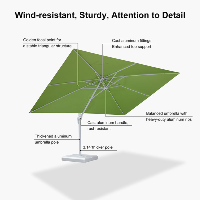 PURPLE LEAF Outdoor Patio Umbrella with Base, Best White Cantilever Umbrellas