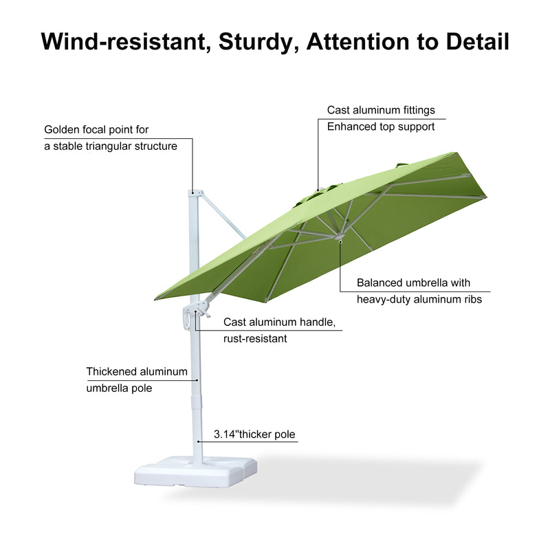 PURPLE LEAF Outdoor Patio Umbrella with Base, Best White Cantilever Umbrellas