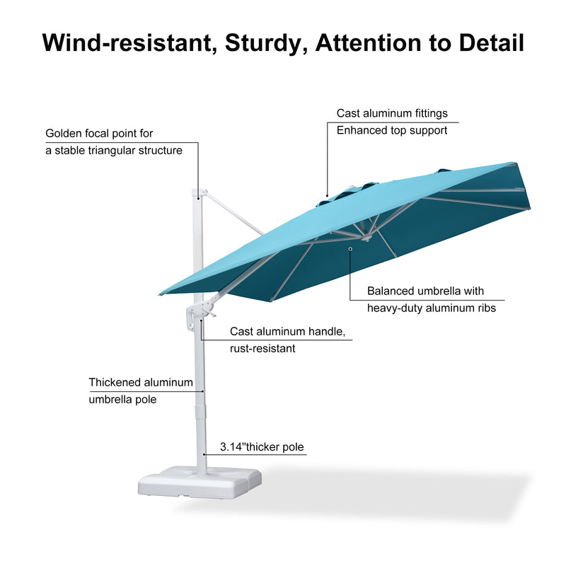PURPLE LEAF Outdoor Patio Umbrella with Base, Best White Cantilever Umbrellas
