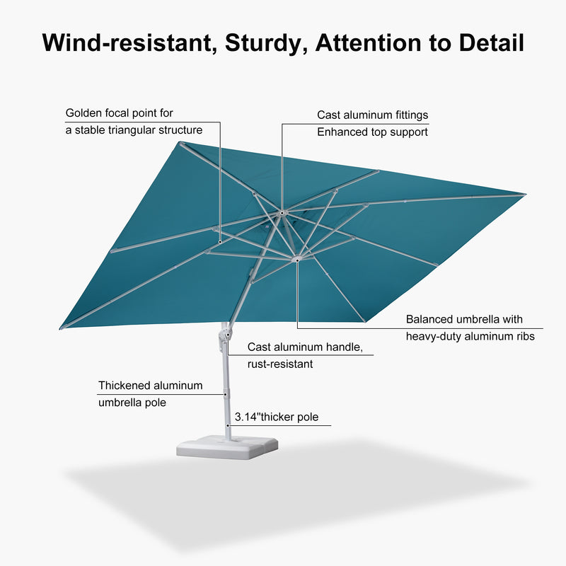 PURPLE LEAF Outdoor Patio Umbrella with Base, Best White Cantilever Umbrellas