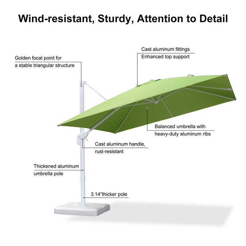 PURPLE LEAF Outdoor Patio Umbrella with Base, Best White Cantilever Umbrellas