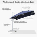 PURPLE LEAF Best White Patio Rotating Umbrella Swivel Outdoor Umbrellas