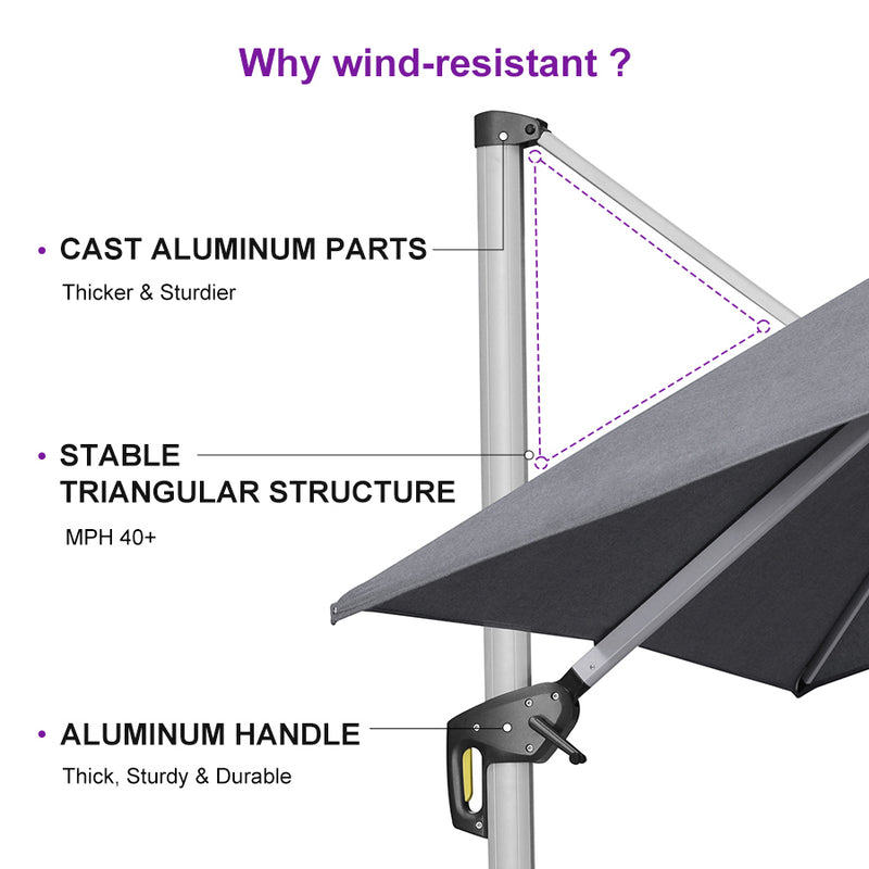 PURPLE LEAF Premium Patio Umbrella Classic SUNBRELLA Cantilever Umbrellas