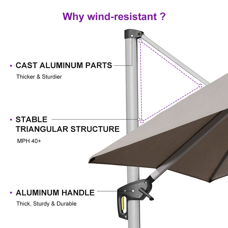 PURPLE LEAF Premium Patio Umbrella Classic SUNBRELLA Cantilever Umbrellas