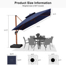 PURPLE LEAF Double Top 9 / 10 / 11 / 12 ft Square Aluminum Sun Umbrellas in Wood Color