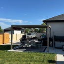 PURPLE LEAF Athena Louvered Pergola Modern Champagne Pergola with Adjustable Roof for Deck Backyard Garden