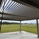 PURPLE LEAF Athena Louvered Pergola Modern Champagne Pergola with Adjustable Roof for Deck Backyard Garden