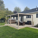 PURPLE LEAF Athena Louvered Pergola Modern Champagne Pergola with Adjustable Roof for Deck Backyard Garden