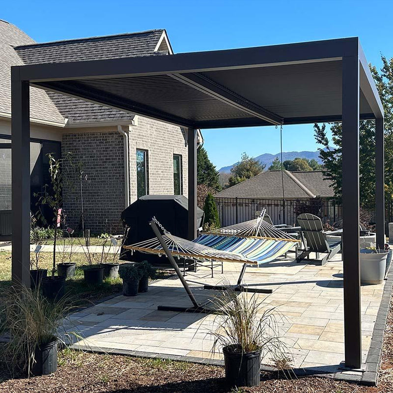 PURPLE LEAF Louvered Pergola Outdoor Aluminum Pergola with Adjustable Roof for Deck Backyard Garden Hardtop Gazebo - Purple Leaf Garden