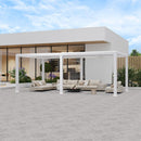 PURPLE LEAF Louvered Pergola Modern White Pergola with Adjustable Roof for Deck Backyard Garden