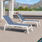 PURPLE LEAF Outdoor Chaise Lounge Chairs Set of 2 White Aluminum Lounge Chair Five-Position Adjustable Chaise with Wheels and Table for Pool Deck Patio