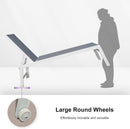 PURPLE LEAF Outdoor Chaise Lounge Chairs Set of 2 White Aluminum Lounge Chair Five-Position Adjustable Chaise with Wheels and Table for Pool Deck Patio