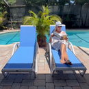 PURPLE LEAF Patio Chaise Lounge Plastic Pool Outdoor Lounge Chair with Aluminum Frame Stackable Patio Tanning Chairs for Poolside Sunbathing Beach Deck Yard