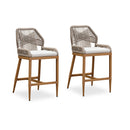 PURPLE LEAF Patio Sunbrella Bar Stools Set of 2  Rattan Bar Aluminum Bar Stool Outdoor Barstools with Back and Cushion for Garden Kitchen Island