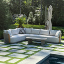PURPLE LEAF Hailar L-Shaped Patio Conversation Set with Genuine Teak Cushions and Pillows Olefin Rope Backres Outdoor Couch Sets for Backyard Porch