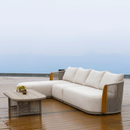 PURPLE LEAF Hailar L-Shaped Patio Conversation Set with Genuine Teak Cushions and Pillows Olefin Rope Backres Outdoor Couch Sets for Backyard Porch