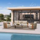PURPLE LEAF Hailar U-Shaped Patio Conversation Set with Genuine Teak Cushions and Pillows Olefin Rope Backres Outdoor Couch Sets for Porch Garden