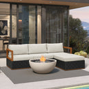 PURPLE LEAF Griffin L-shaped Patio Conversation Set Black with Cushion Pillows Ottoman and Aluminum Frame for Balcony Garden