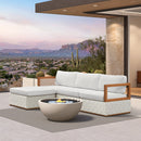 PURPLE LEAF Griffin L-shaped Patio Conversation Set White with Cushion Pillows Ottoman and Aluminum Frame for Balcony Garden