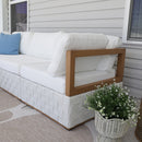 PURPLE LEAF Griffin Classical Patio Conversation Set White with Cushion Pillows Ottoman and Premium Leather for Backyard Outdoor Living