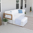 PURPLE LEAF Griffin Classical Patio Conversation Set White with Cushion Pillows Ottoman and Premium Leather for Backyard Outdoor Living
