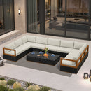 PURPLE LEAF Griffin U-shaped Patio Conversation Set Black with Cushion Pillows Ottoman and Aluminum Frame Couch for Backyard Deck