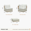 PURPLE LEAF Griffin U-shaped Patio Conversation Set White with Cushion Pillows Ottoman and Premium Leather for Gathering Entertaining