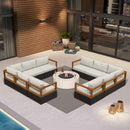 PURPLE LEAF Griffin Symmetrical Patio Conversation Set Black with Cushion Pillows Ottoman and Aluminum Frame for Modern Outdoor Sectional