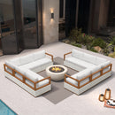 PURPLE LEAF Griffin Symmetrical Patio Conversation Set White with Cushion Pillows Ottoman and Aluminum Frame for Modern Outdoor Sectional
