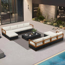 PURPLE LEAF Griffin Symmetrical Patio Conversation Set Black with Cushion Pillows Ottoman and Aluminum Frame for Modern Outdoor Sectional